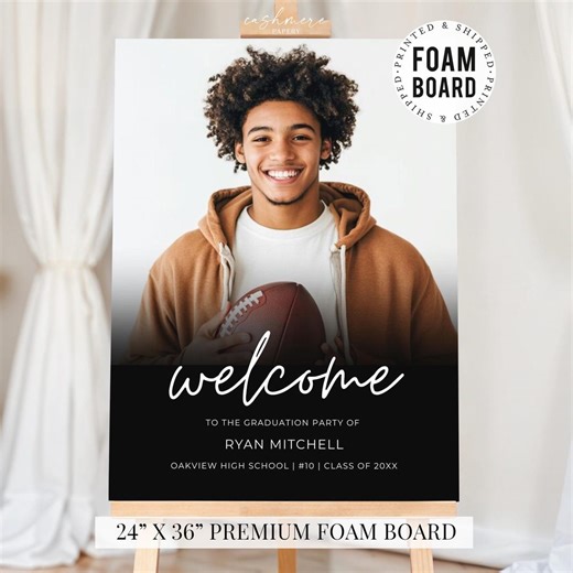Football Player Graduation Photo Sign, Athlete Senior Night Poster, Custom Football Grad Welcome Board, Personalized Sports Grad Foam Board - Etsy