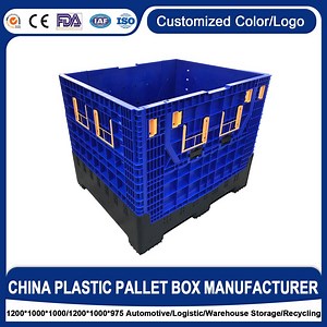 [Hot Item] 1200X1000X1000mm Ergonomic in Handling Plastic Pallet Box Safe Stacking Folding Crate with Lid