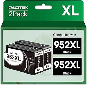 952XL Black Ink Cartridges Replacement for Hp 952 Black Ink Cartridges Compatible with Officejet Pro 6978 6974 6968 6975 6960 Hp Officejet 6951 6954 6956 6958 6950 6962 (2 Pack)