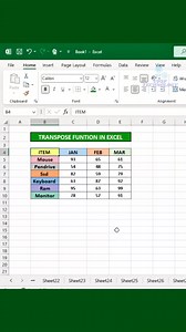 🔄 Transpose in Excel in 1 Click! | Convert Row to Column Easily #reel #exceltrick Learn how to Transpose in Excel in just 1 click! 🔁 Convert rows to columns using this quick Paste Special trick. Perfect Excel shortcut for office users and students. Don’t miss this Excel hack for boosting productivity! #TransposeInExcel #ExcelTips #ExcelShortcut #RowToColumn 📌 Watch till the end and follow for more Excel tricks! Keywords Transpose in Excel, Excel Transpose Trick, Row to Column in Excel, Excel 