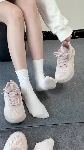 Try on sneakers with white nylons socks🥰 #OOTD #ootd #outfit #algorithm #aesthetic #tryon #footwear #feet #socks #sneakers #stockings #nylons #whitesocks #nylonstockings