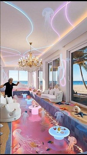 This floor is absolutely wild — it looks like a crazy infinity-style rectangular swimming pool 🤯💦