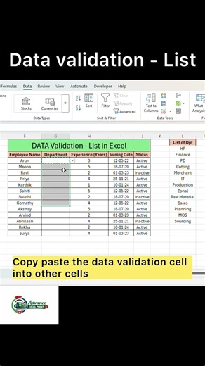 Excel Data Validation List | Create Dropdown in 60 Seconds ⏱️🔥 #Excel #ExcelTips #datavalidation