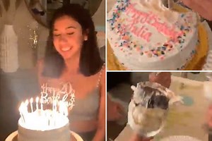 Mum’s cake-cutting technique slammed after she uses a WINE GLASS to get a slice