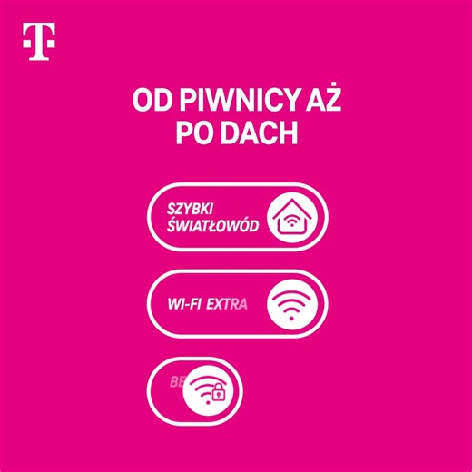 Tam Magenta Dom, gdzie WI-FI Extra, światłowód oraz bezpieczeństwo są Twoje! 💗🏡 Wygodnie zarządzaj domową siecią w aplikacji Mój T-Mobile i stwórz przestrzeń na miarę potrzeb całej rodziny. *** Wi-Fi Extra zwiększa zasięg Wi-Fi w sieci domowej za pomocą od 1 do 5 wzmacniaczy sygnału Wi-Fi Extra Mesh Extender. Usługa dostępna dla klientów, którzy zawrą albo zawarli pierwszą umowę na Internet Światłowodowy od 6.06.2024 r. albo zawarli aneks i posiadają router Home Box. Prawidłowe działanie usług