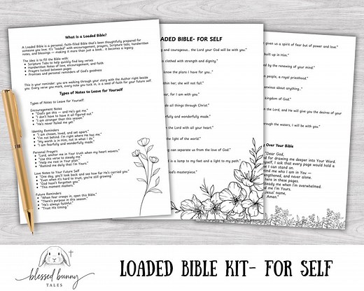 Loaded Bible Printable Kit for Self– Verses, Tabs & Notes (PDF) - Etsy