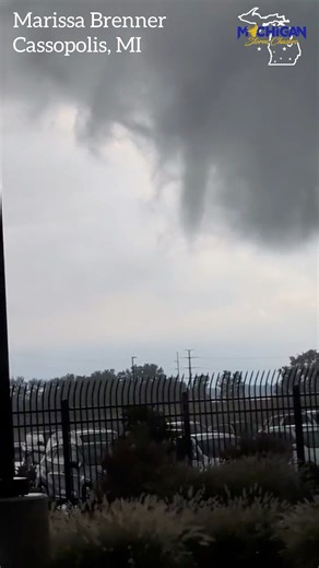 A slowly rotating funnel cloud was reported via a viewer in Cassopolis earlier this afternoon. To our knowledge, this did not touch down. The video is sped up slightly to visually enhance the rotation. Thank you to Marisa for sending this in to us. | Michigan Storm Chasers