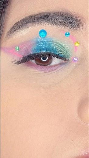 Creative Rhinestone Eye Makeup | Colourful Graphic Liner & Bold Glam Look