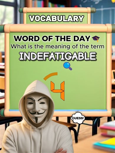 💬 What does Indefatigable mean? 👉 Indefatigable means never getting tired and always working with energy and determination. 🧠 Examples: 1️⃣ She is indefatigable in her efforts to help the community. 2️⃣ The indefatigable athlete trained every day without giving up. 📌 Indefatigable is often used to describe people who work tirelessly and keep going even when tasks are difficult or exhausting. #wordsandtheirmeaning #indefatigablemeaning #indefatigable #wordmeaning #englishvocabulary