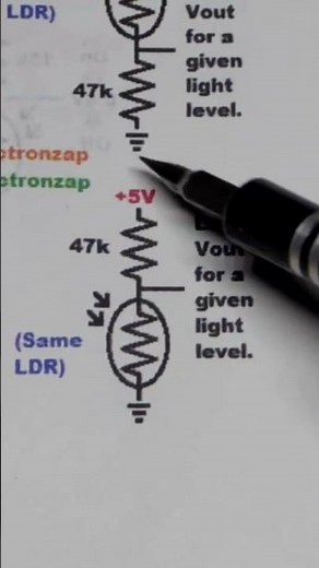 Voltage Divider Low Side LDR With Resistor 47k High #schematics #electricalcircuits #voltage