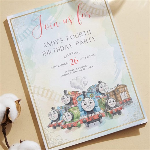 Train Birthday Invitation, Watercolor (toddler & Preschool Party Invite, Editable Digital, Printable, Instant Download) - Etsy