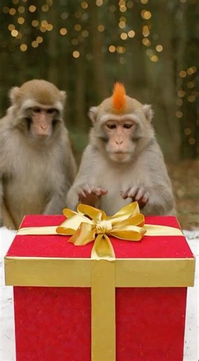 Christmas Gift Box Chaos 🎄🐒 Mohawk Monkey Gets Double-Surprised