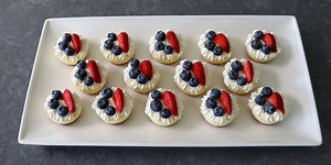 Red, White, and Blue Cheesecake Bites
