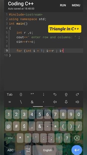 Triangle Code in C/C++ || square code in C/C++ || #triangle #codingtips #pascaltriangle #cpp