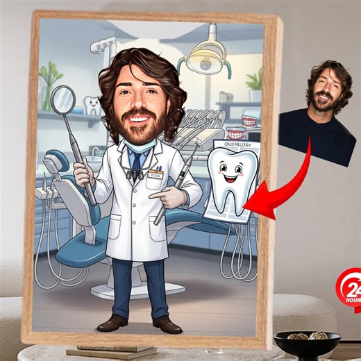 Custom Dentist Cartoon Portrait Personalized Medical Graduation Caricature Funny Dental Cartoon Docter Illustration - Etsy