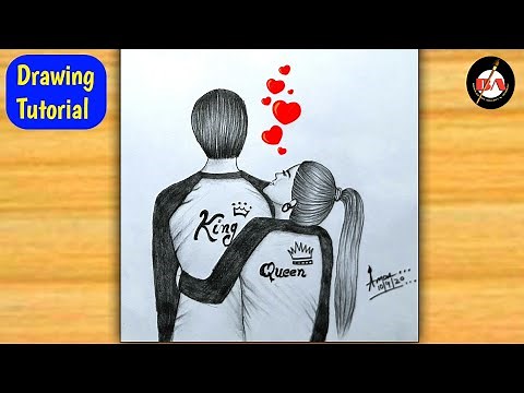 how to draw couple in love pencil sketch || couple drawing step by step|| ❤
