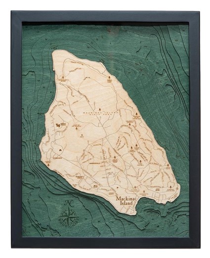 Mackinac Island Wood Carved Map - Etsy