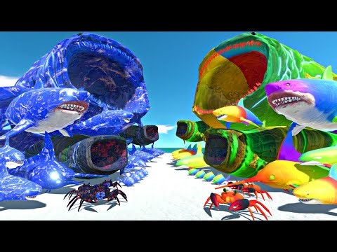 Sea Monsters Fights | Dark Ice Itself vs Rainbow Itself - Animal Revolt Battle Simulator