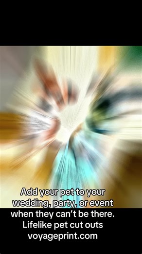 Add your pet to your wedding, party, event even when they can’t be there! Our lifelike pet cut outs are always the most memorable part of any party. voyageprint.com #weddingplanning #petcutoutforwedding #partypup #dogs #dogsatwedding