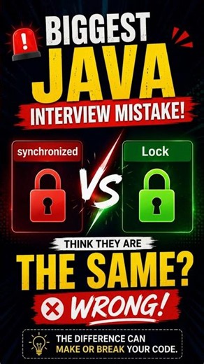 Java Interview Question: synchronized vs Lock Explained in 60 Seconds 🚀 #javainterview