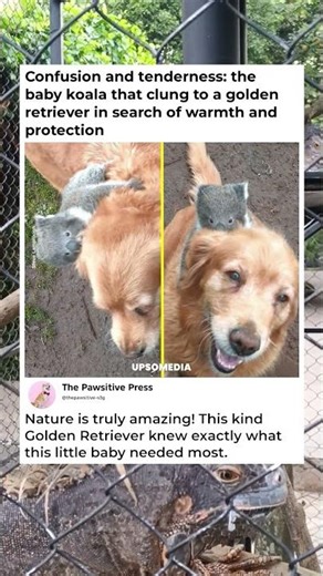 The Most Unexpected Hug: Baby Koala Mistakes Golden Retriever for Mom! 🐨🐕