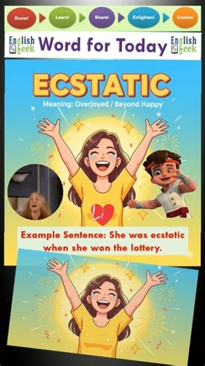 Word of the Day - ECSTATIC #shorts #englishvocabulary #english #newwords #fyp