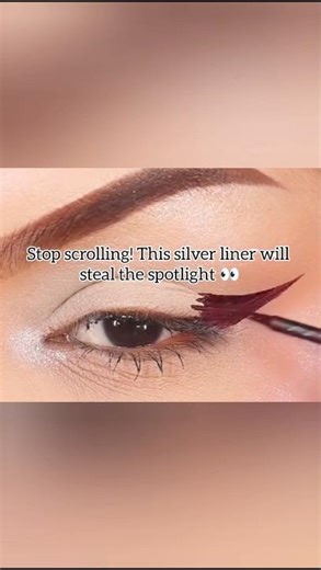 Silver Graphic Eyeliner Cut Crease Tutorial | Party Eye Makeup#shorts
