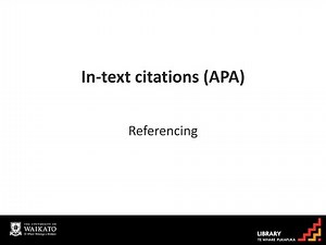 APA Referencing - In text citation