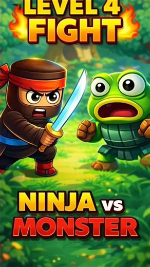 LEVEL 4 BATTLE 🔥 Ninja vs Monster | Crazy Fight Game #shorts #games