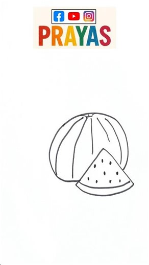 Watermelon Easy Drawing Tutorial. Step by step guide. 🍉