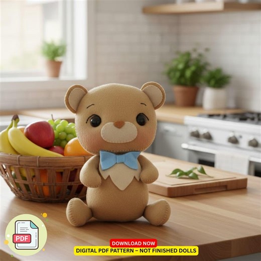 Teddy Bear Felt Doll Pattern PDF | Classic Plush Sewing Template | Nursery Baby Gift DIY - Etsy