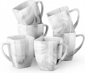 Mokken - Mok - Mokken Set van 6 - Keramische Mokken - Marmer - Porselein | bol