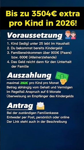 Über 3500€ für Eltern pro Jahr!