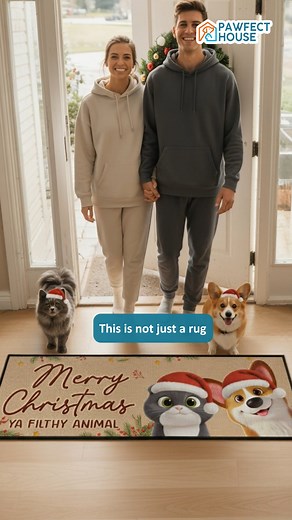 For pet parents, this custom runner rug welcomes guests with personalized designs celebrating where tails never stop wagging! 🐾🎄 US & International shipping ✈️ #pawfecthouse #personalized #gifts #petlovers #christmas #runnerrug | The Pawfect House - Pet Lovers Gift