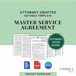 Master Service Agreement Template | Attorney-drafted | Customizable | Professional Service Contract PDF | Business Service Contract | Word - Etsy