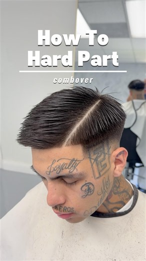 Combover mid fade💈 How to hard part ✂️ #haircut #barber #midfade # #barberworld #shorts