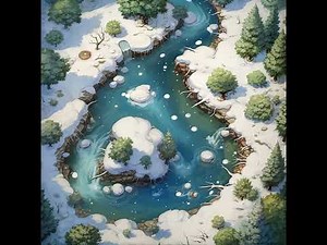 DnD Compatible Animated Map | Snowy River in a Frozen Plains (With Sound Ambience)
