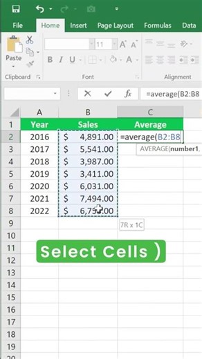 Average in Excel, Formula in excel | advanced excel tutorial #excel #exceltips #exceltutorial