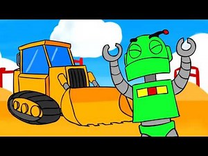 Neon Green Robot Machine #3 | Construction Vehicles, Childrens Learning, Digger Bulldozer