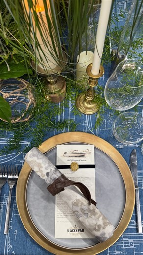 Sarah and Shawna | Event and Floral Design on Instagram: "From loading dock to table. We were the first to arrive, built this piece layer by layer, and watched it take shape — florals, vintage nautical details, and the blueprint tablecloth all coming together to tell the Glasspar story. Sharing a few daytime moments from the build. Night photos coming next. @glassparseafood @chefrobwilson @toyotaoforange @anaheimducksofficial @anaheimducksfoundation @hondacenter @signaturepartyrentals @mayeshwho