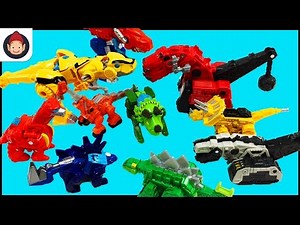 Transformers Rescue Bots Optimus Prime Bumblebee Dinobots Battle the Dinotrux in Robot Battle Slam