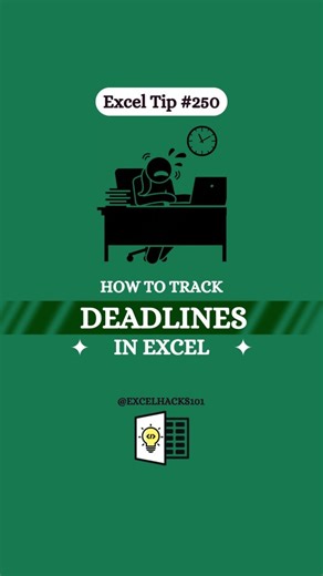 Excelhacks101 | Daily Excel Tips on Instagram: "How to Make Deadline Tracker in Excel‼️ Save for later so you don't forget ✨ #excel #exceltips #data #excelhacks #accounting #corporate"