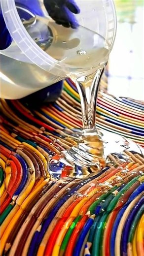 Title: Mesmerizing Colored Pencil Epoxy Floor Transformation for an Art Studio 🎨✏️✨