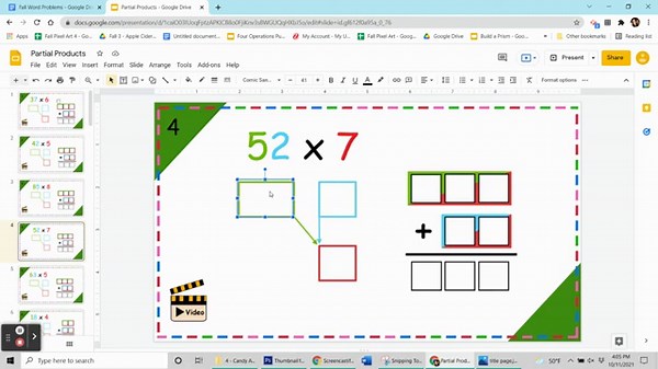 Partial Products multiplication lesson, how to do Partial Products for 2 x 1 digit multiplication Q4