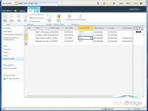 Working with a Project Task List in SharePoint 2010
