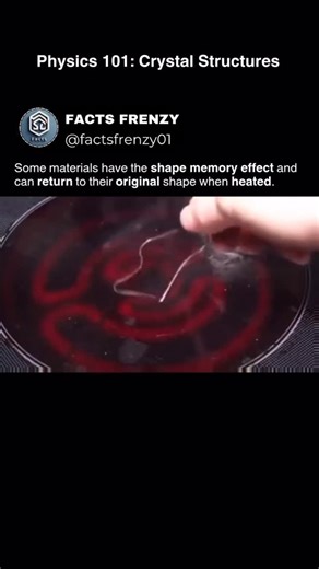FACTS FRENZY on Instagram: "Shape Memory Alloys (SMAs) are a special class of metal alloys, like Nitinol, that can be bent and deformed when cold, but snap back to a programmed shape when heated. From a physics perspective, this happens because of a solid-state phase transformation between two crystal structures: martensite (soft) and austenite (rigid). When the alloy is cold, it enters the martensite phase: flexible, low-symmetry structure that allows bending without permanent atomic rearrangem