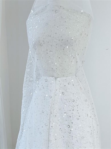 Sparkling Crystal Sequin White Mesh Lace Fabric – Luxury Bridal, Evening Gown, Prom Dress, Wedding Fabric - Etsy