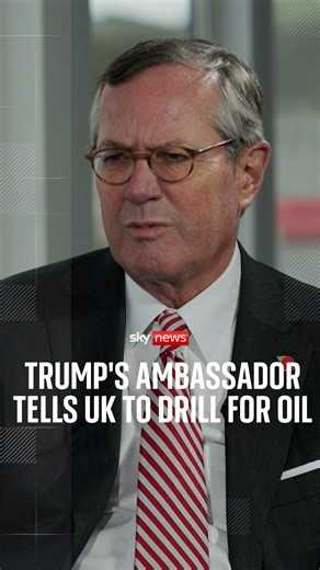 The US ambassador to the UK, Warren Stephens, says "it's an incorrect policy to ignore your fossil fuel reserves, both in the North Sea and onshore". | Sky News