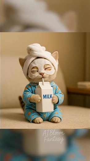 お風呂上がりのミルクは最強だにゃ😽ミルク🥛#CatEats #Latti #kitten