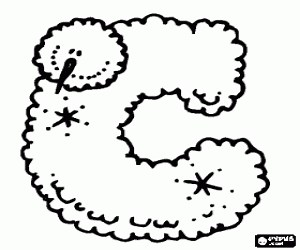 Letter C of winter or Christmas coloring page printable game